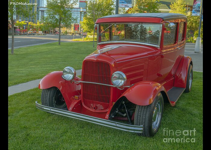 1931 Ford Model A Deluxe Tudor Greeting Card featuring the photograph 1931 Ford Model A Deluxe Tudor 2 door-2 by PROMedias US