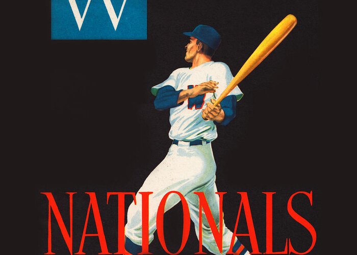 Washington Greeting Card featuring the mixed media 1952 Washington Nationals Baseball Art by Row One Brand