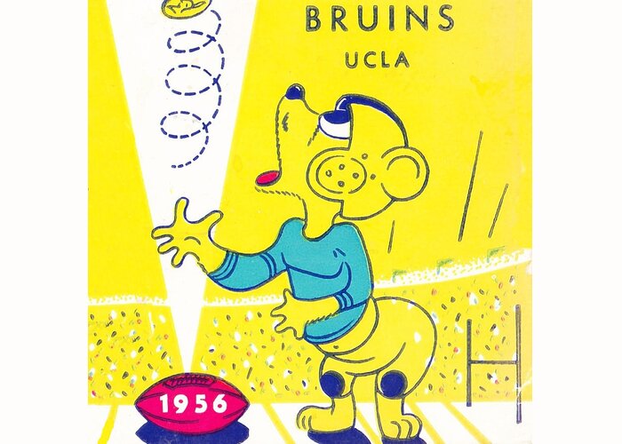 Ucla Greeting Card featuring the mixed media 1956 Coin Toss by Row One Brand