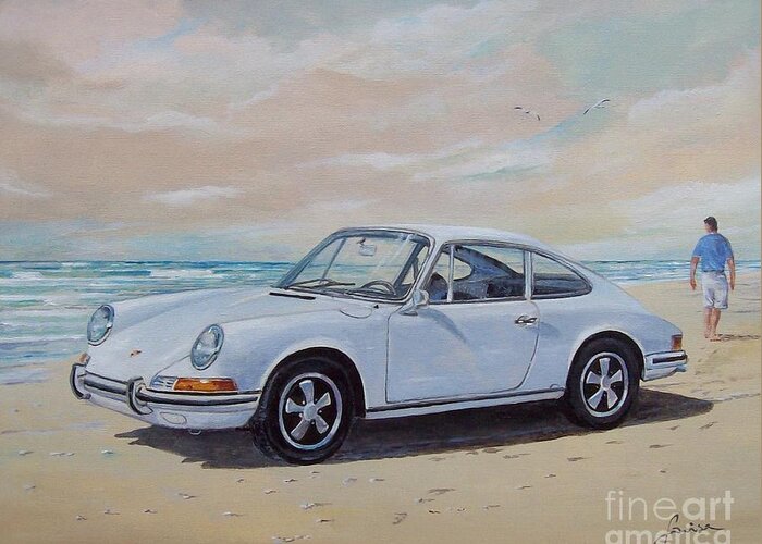 Automotive Art Greeting Card featuring the painting 1967 Porsche 911 s coupe by Sinisa Saratlic
