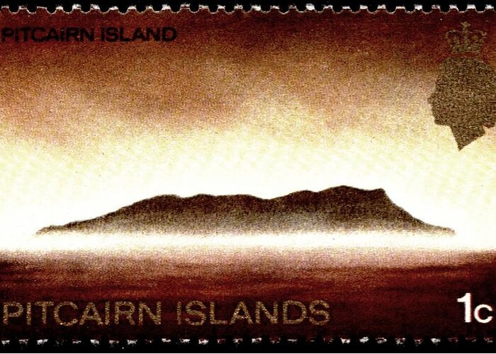 Stamp Greeting Card featuring the digital art 1969 Pitcairn Islands - No.97 - Stamp Art by Fred Larucci