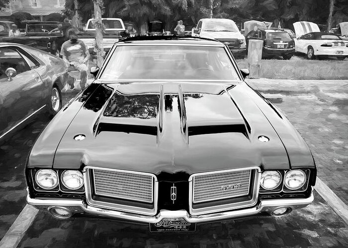 Red 1971 Oldsmobile 442 W30 Greeting Card featuring the photograph 1971 Red Oldsmobile 442 W30 X127 by Rich Franco
