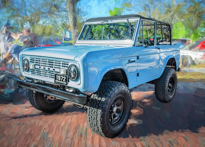  Greeting Card featuring the photograph 1972 Wind Blue Ford Bronco X108 by Rich Franco