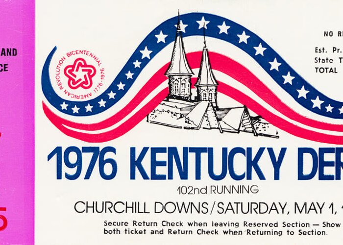  Greeting Card featuring the drawing 1976 Kentucky Derby by Row One Brand