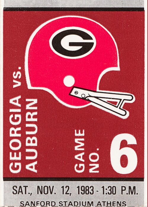 Georgia Greeting Card featuring the drawing 1983 Georgia vs. Auburn by Row One Brand