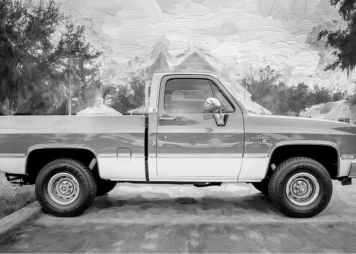 1986 Red Chevrolet C10 Silverado Truck Greeting Card featuring the photograph 1986 Red Chevrolet C10 Silverado Pick Up Truck X107 by Rich Franco