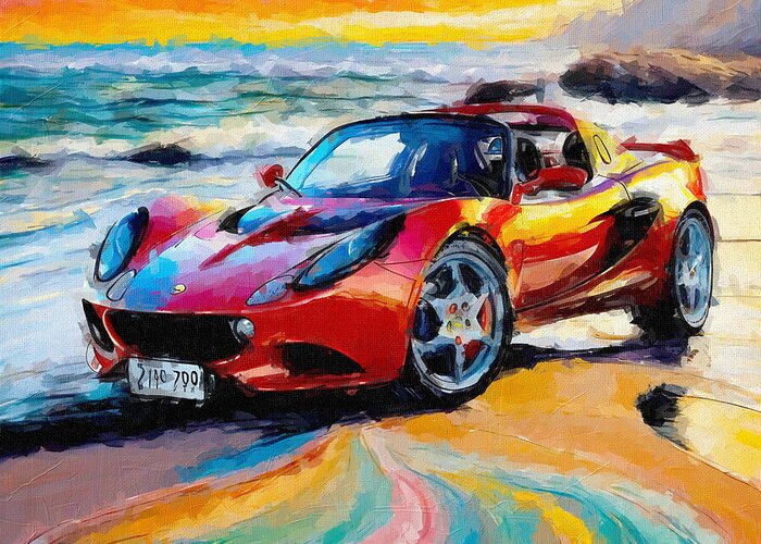 Sports Car Greeting Card featuring the digital art 1996 Lotus Elise 1 by Armand Hermann