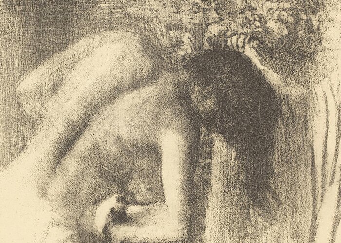  Greeting Card featuring the drawing After the Bath #2 by Edgar Degas