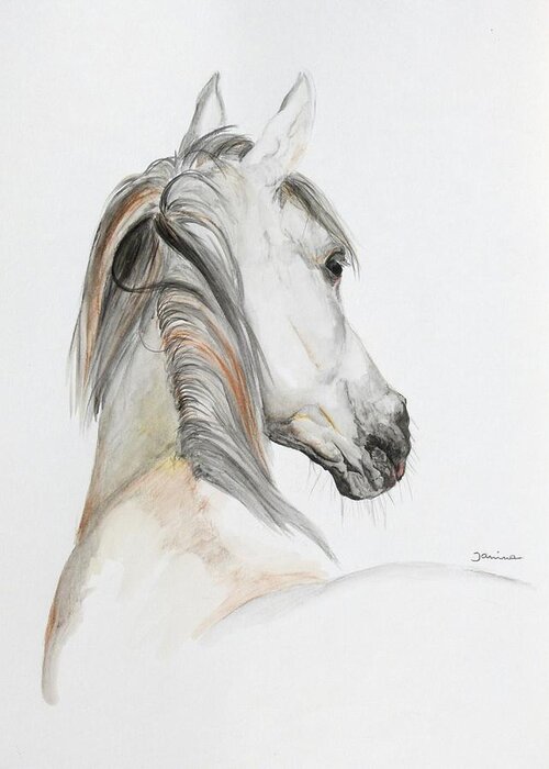 Horse Original Painting Greeting Card featuring the painting Ansata El Naseri by Janina Suuronen