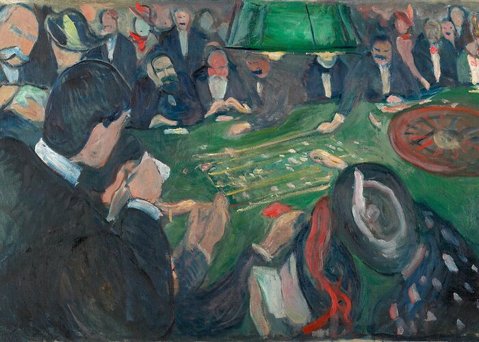 Edvard Munch Greeting Card featuring the painting At the Roulette Table in Monte Carlo #2 by Edvard Munch
