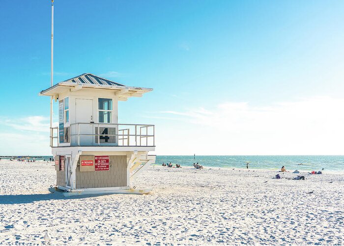 Clearwater Greeting Card featuring the photograph Beautiful Clearwater beach with white sand in Florida USA by Maria Kray