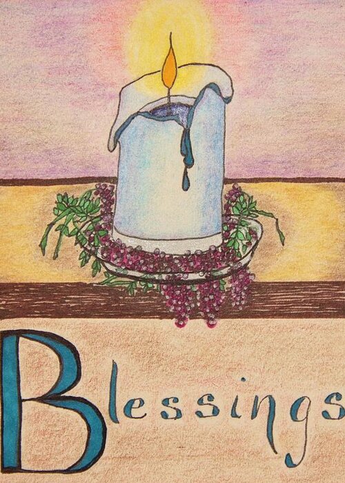 Blessings Greeting Card featuring the drawing Blessings #1 by Karen Nice-Webb