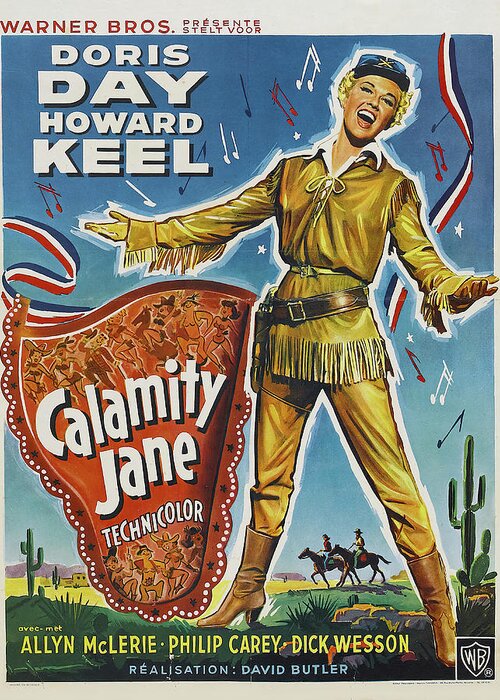 Doris Greeting Card featuring the mixed media ''Calamity Jane'' - 1953 by Stars on Art