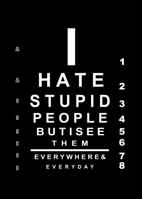 I hate stupid people eye chart Greeting Card by Bigalbaloo Stock