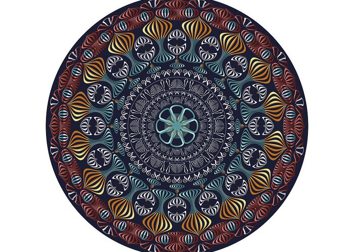 Mandala Greeting Card featuring the digital art Kuklos No 4321 #2 by Alan Bennington