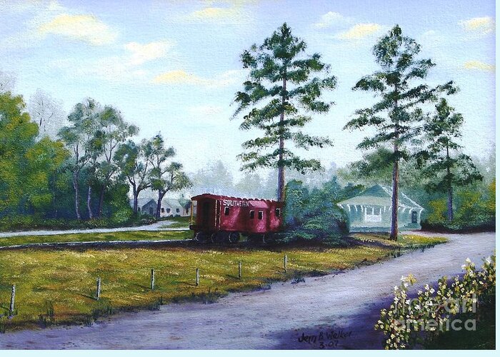 Landscape Greeting Card featuring the painting Langley Library by Jerry Walker