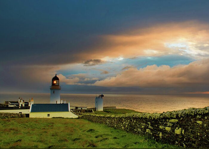 Dunnet Head Greeting Card featuring the digital art Lighthouse #2 by Remigiusz MARCZAK