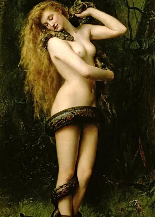 Lilith Greeting Card featuring the painting Lilith #2 by John Collier