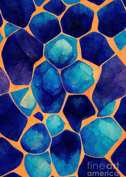 Series Greeting Card featuring the digital art Pattern Blue Orange #3 by Sabantha