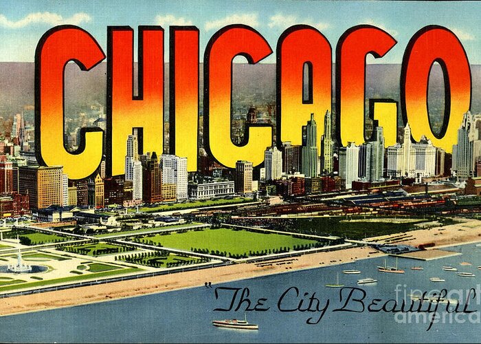 Retro Greeting Card featuring the photograph Retro Chicago Poster by Action