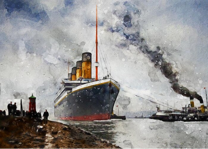 Steamer Greeting Card featuring the digital art R.M.S. Titanic by Geir Rosset