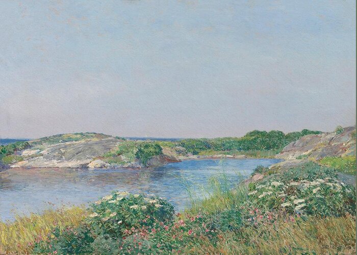 The Little Pond Greeting Card featuring the painting The Little Pond, Appledore #2 by Childe Hassam