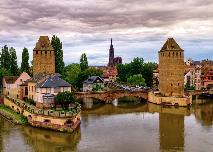 Strasbourg Greeting Card featuring the photograph The twin watchtowers of the Ponts Couverts, Strasbourg, France #2 by Elenarts - Elena Duvernay photo