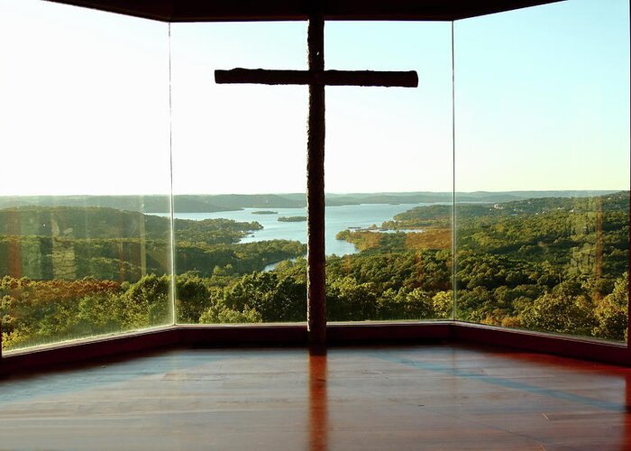 Table Rock Lake Greeting Card featuring the photograph Top of the Rock Stone Chapel by Lens Art Photography By Larry Trager