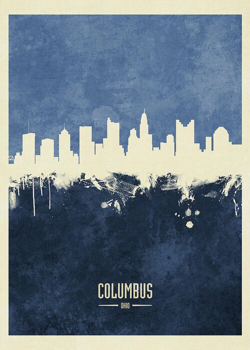 Columbus Greeting Card featuring the digital art Columbus Ohio Skyline #20 by Michael Tompsett