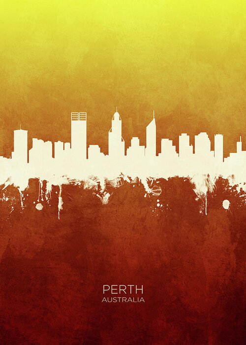 Perth Greeting Card featuring the digital art Perth Australia Skyline #20 by Michael Tompsett