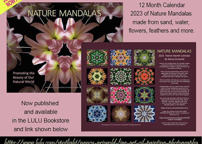 Mandalas Greeting Card featuring the digital art 2023 Nature Mandala By Nancy Griswold Calendar by Nancy Griswold