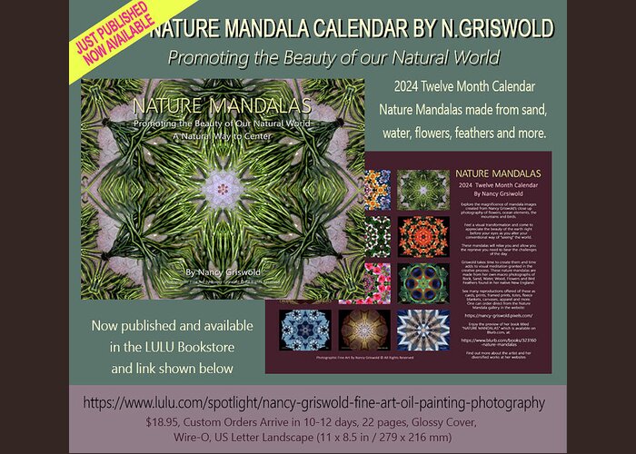 Nature Greeting Card featuring the digital art 2024 Nature Mandala By Nancy Griswold Calendar by Nancy Griswold
