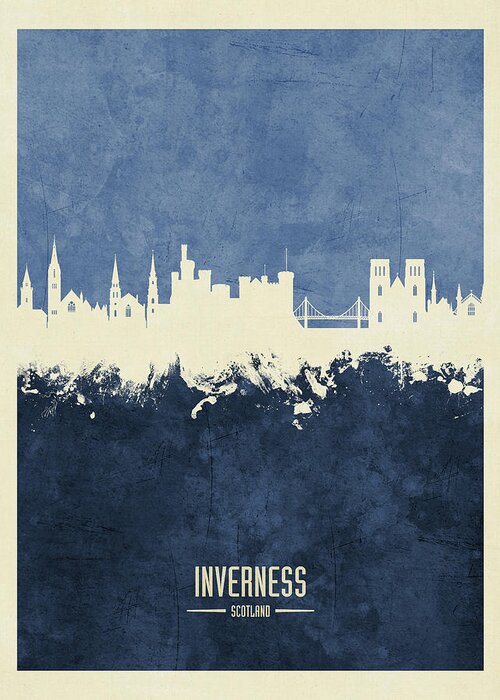 Inverness Greeting Card featuring the digital art Inverness Scotland Skyline #21 by Michael Tompsett