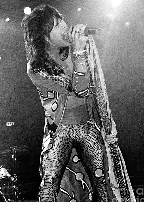 Singing Greeting Card featuring the photograph Steven Tyler - Aerosmith #39 by Concert Photos