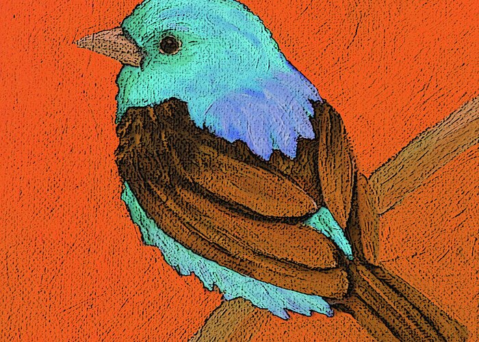Bird Greeting Card featuring the painting 21 Turq Scarlet Tanager by Victoria Page