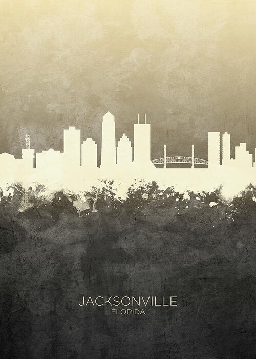 Jacksonville Greeting Card featuring the digital art Jacksonville Florida Skyline #22 by Michael Tompsett