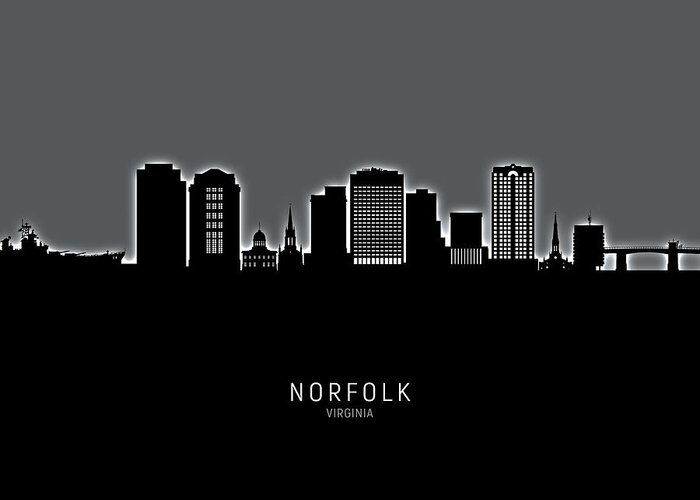 Norfolk Greeting Card featuring the photograph Norfolk Virginia Skyline #23 by Michael Tompsett
