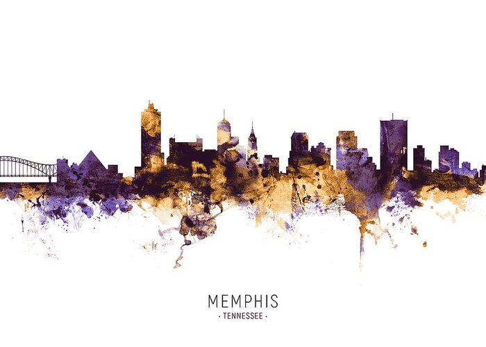 Memphis Greeting Card featuring the digital art Memphis Tennessee Skyline #23 by Michael Tompsett