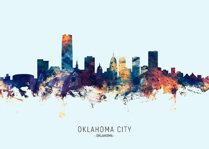 Oklahoma City Greeting Card featuring the digital art Oklahoma City Skyline #23 by Michael Tompsett
