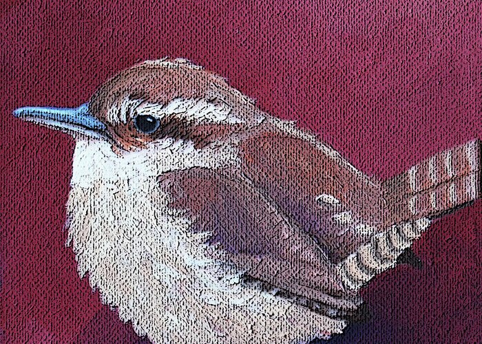 Bird Greeting Card featuring the painting 23 Wren by Victoria Page