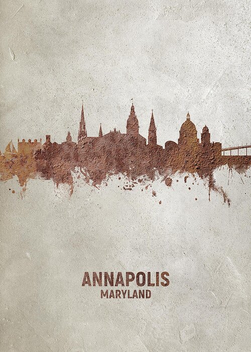 Annapolis Greeting Card featuring the digital art Annapolis Maryland Skyline #24 by Michael Tompsett