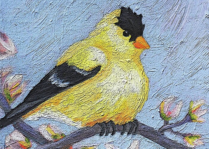 Bird Greeting Card featuring the painting 24 Goldfinch by Victoria Page