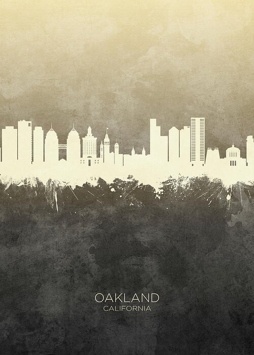 Oakland Greeting Card featuring the digital art Oakland California Skyline #24 by Michael Tompsett