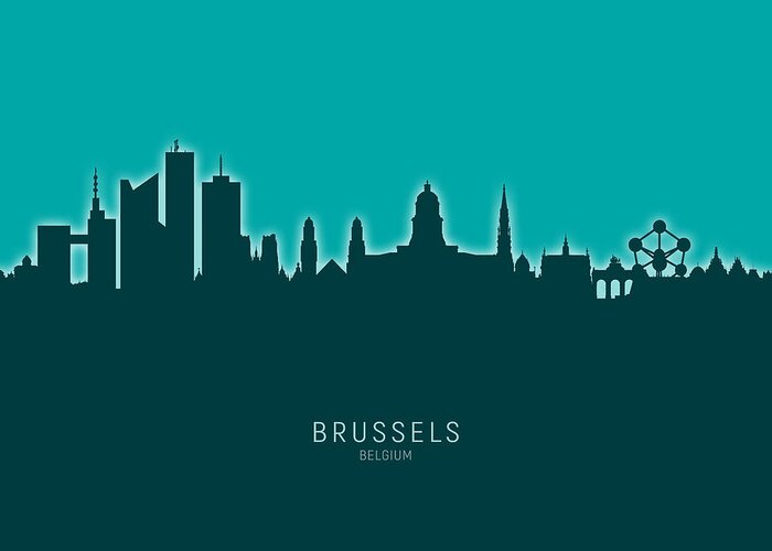 Brussels Greeting Card featuring the digital art Brussels Belgium Skyline #27 by Michael Tompsett
