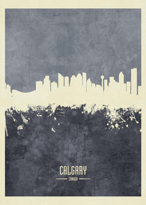 Calgary Greeting Card featuring the digital art Calgary Canada Skyline #28 by Michael Tompsett