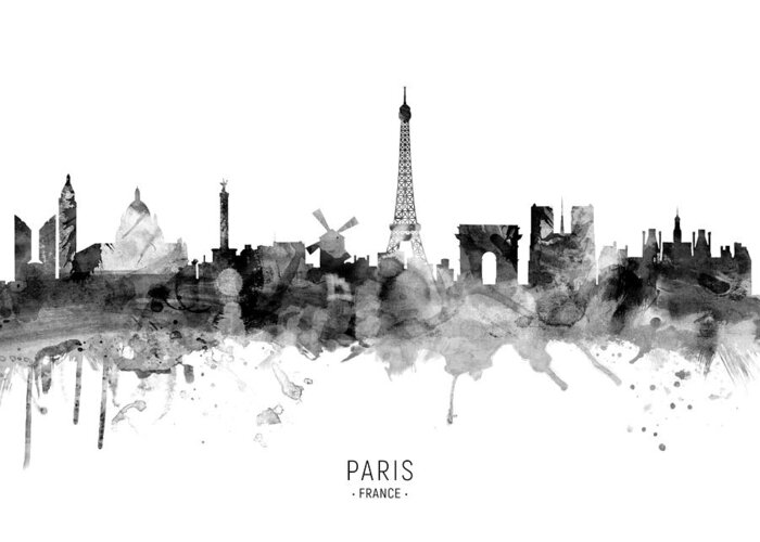 Paris Greeting Card featuring the digital art Paris France Skyline by Michael Tompsett