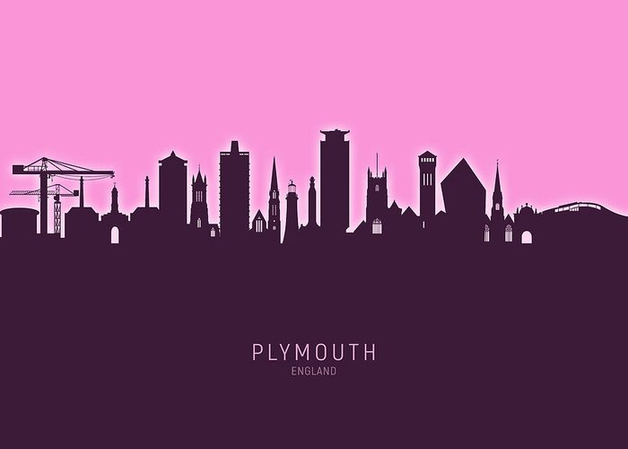 Plymouth Greeting Card featuring the digital art Plymouth England Skyline #28 by Michael Tompsett
