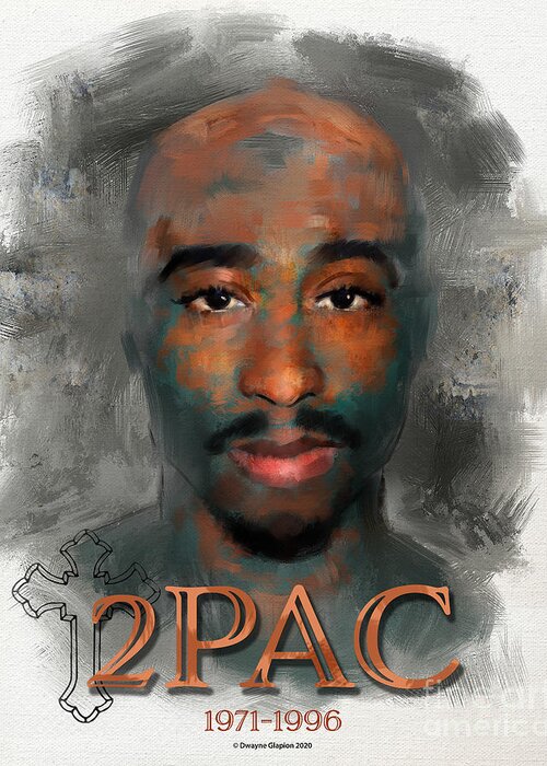 Tupac Greeting Card featuring the digital art 2pac by Dwayne Glapion