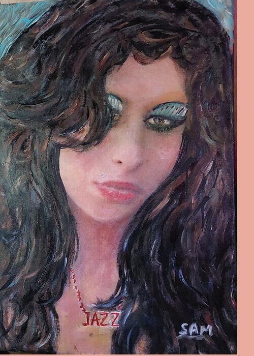 Amy Greeting Card featuring the painting Amy #5 by Sam Shaker