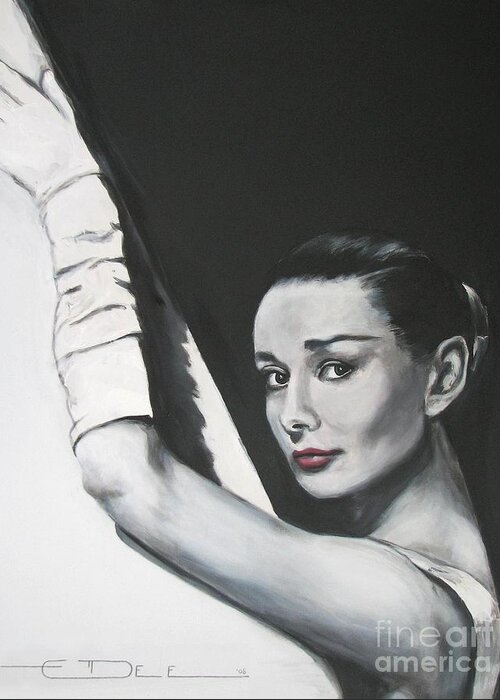 Audrey Hepburn Greeting Card featuring the painting Audrey Hepburn #3 by Eric Dee